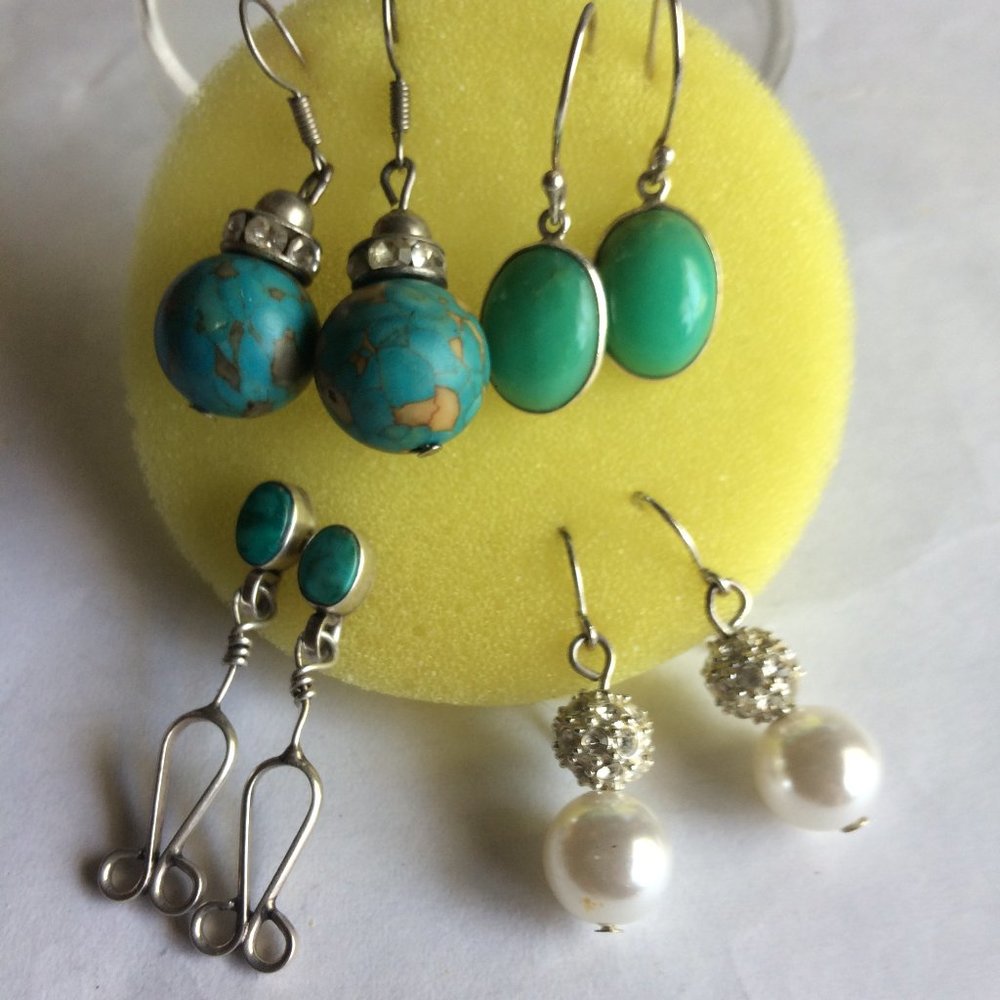 4 pair pierced earring lot, vintage